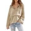 imageEXLURA Womens Casual Long Sleeve Sweatshirts Hoodies Loose Button Pullover Top Trendy Fall Outfits with PocketKhaki Green