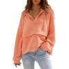 imageEXLURA Womens Casual Long Sleeve Sweatshirts Hoodies Loose Button Pullover Top Trendy Fall Outfits with PocketOrange