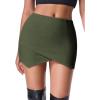 imageEXLURA Womens Plaid Bodycon Mini Skirts Sexy Stretch High Waist Tulip Hem Short Skirt 2025 Trendy Winter Y2K Fashion ClothesArmy Green