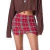 imageEXLURA Womens Plaid Bodycon Mini Skirts Sexy Stretch High Waist Tulip Hem Short Skirt 2025 Trendy Winter Y2K Fashion ClothesWine Red Plaid