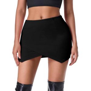 imageEXLURA Womens Plaid Bodycon Mini Skirts Sexy Stretch High Waist Tulip Hem Short Skirt 2025 Trendy Winter Y2K Fashion ClothesBlack