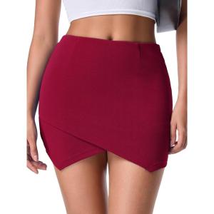 imageEXLURA Womens Plaid Bodycon Mini Skirts Sexy Stretch High Waist Tulip Hem Short Skirt 2025 Trendy Winter Y2K Fashion ClothesRed