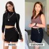 imageEXLURA Womens Elastic High Waisted Button Mini Skirts Sexy Bodycon Pencil Short Skirts Slim Fit Party Date Night Skirt 2024Black