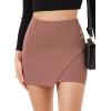 imageEXLURA Womens Elastic High Waisted Button Mini Skirts Sexy Bodycon Pencil Short Skirts Slim Fit Party Date Night Skirt 2024Brown