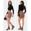 imageEXLURA Womens Elastic High Waisted Button Mini Skirts Sexy Bodycon Pencil Short Skirts Slim Fit Party Date Night Skirt 2024Brown