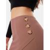 imageEXLURA Womens Elastic High Waisted Button Mini Skirts Sexy Bodycon Pencil Short Skirts Slim Fit Party Date Night Skirt 2024Brown