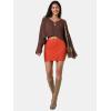 imageEXLURA Womens Elastic High Waisted Button Mini Skirts Sexy Bodycon Pencil Short Skirts Slim Fit Party Date Night Skirt 2024Orange
