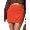 imageEXLURA Womens Elastic High Waisted Button Mini Skirts Sexy Bodycon Pencil Short Skirts Slim Fit Party Date Night Skirt 2024Orange