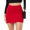 imageEXLURA Womens Elastic High Waisted Button Mini Skirts Sexy Bodycon Pencil Short Skirts Slim Fit Party Date Night Skirt 2024Red