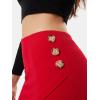 imageEXLURA Womens Elastic High Waisted Button Mini Skirts Sexy Bodycon Pencil Short Skirts Slim Fit Party Date Night Skirt 2024Red