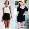 imageEXLURA Womens High Elastic Waist Bodycon Asymmetrical Skorts Short Mini Skirt with ShortsBlack
