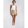 imageEXLURA Womens High Elastic Waist Bodycon Asymmetrical Skorts Short Mini Skirt with ShortsBrown
