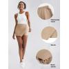 imageEXLURA Womens High Elastic Waist Bodycon Asymmetrical Skorts Short Mini Skirt with ShortsBrown