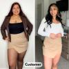 imageEXLURA Womens High Elastic Waist Bodycon Asymmetrical Skorts Short Mini Skirt with ShortsBrown