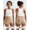 imageEXLURA Womens High Elastic Waist Bodycon Asymmetrical Skorts Short Mini Skirt with ShortsBrown