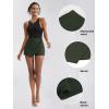 imageEXLURA Womens High Elastic Waist Bodycon Asymmetrical Skorts Short Mini Skirt with ShortsDark Green