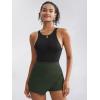 imageEXLURA Womens High Elastic Waist Bodycon Asymmetrical Skorts Short Mini Skirt with ShortsDark Green