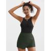 imageEXLURA Womens High Elastic Waist Bodycon Asymmetrical Skorts Short Mini Skirt with ShortsDark Green