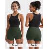 imageEXLURA Womens High Elastic Waist Bodycon Asymmetrical Skorts Short Mini Skirt with ShortsDark Green