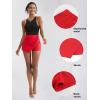 imageEXLURA Womens High Elastic Waist Bodycon Asymmetrical Skorts Short Mini Skirt with ShortsRed