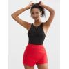 imageEXLURA Womens High Elastic Waist Bodycon Asymmetrical Skorts Short Mini Skirt with ShortsRed