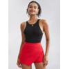 imageEXLURA Womens High Elastic Waist Bodycon Asymmetrical Skorts Short Mini Skirt with ShortsRed