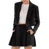 imageEXLURA Womens Long Sleeve Blazer Suit Sets with Pleated Mini Skirt 2 Piece Outfits Business Trendy Y2K Fashion Clothes 2025Black