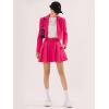 imageEXLURA Womens Long Sleeve Blazer Suit Sets with Pleated Mini Skirt 2 Piece Outfits Business Trendy Y2K Fashion Clothes 2025Hot Pink