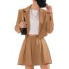 imageEXLURA Womens Long Sleeve Blazer Suit Sets with Pleated Mini Skirt 2 Piece Outfits Business Trendy Y2K Fashion Clothes 2025Khaki