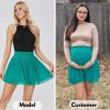 imageEXLURA Womens Summer Pleated High Elastic Waisted ALine Mini Skirt Flowy Short Skirts with ShortsGreen