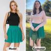 imageEXLURA Womens Summer Pleated High Elastic Waisted ALine Mini Skirt Flowy Short Skirts with ShortsGreen