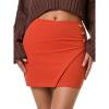 imageEXLURA Womens Elastic High Waisted Button Mini Skirts Sexy Bodycon Pencil Short Skirts Slim Fit Party Date Night Skirt 2024Orange