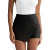 imageEXLURA Womens High Elastic Waist Bodycon Asymmetrical Skorts Short Mini Skirt with ShortsBlack