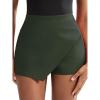 imageEXLURA Womens High Elastic Waist Bodycon Asymmetrical Skorts Short Mini Skirt with ShortsDark Green