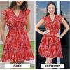 imageEXLURA Womens 2023 Summer Floral Mini Dress V Neck Short Ruffle Sleeve Sundress