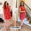 imageEXLURA Womens 2023 Summer Floral Mini Dress V Neck Short Ruffle Sleeve Sundress