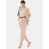 imageEXLURA Womens Business Blazer and High Elastic Waist Pant Suit Set Loose Fit Casual Fall Winter 2 Piece Suits for WorkApricot
