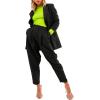 imageEXLURA Womens Business Blazer and High Elastic Waist Pant Suit Set Loose Fit Casual Fall Winter 2 Piece Suits for WorkBlack