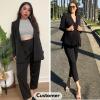 imageEXLURA Womens Business Blazer and High Elastic Waist Pant Suit Set Loose Fit Casual Fall Winter 2 Piece Suits for WorkBlack