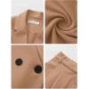 imageEXLURA Womens Business Blazer and High Elastic Waist Pant Suit Set Loose Fit Casual Fall Winter 2 Piece Suits for WorkBrown