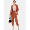 imageEXLURA Womens Business Blazer and High Elastic Waist Pant Suit Set Loose Fit Casual Fall Winter 2 Piece Suits for WorkCaramel