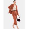 imageEXLURA Womens Business Blazer and High Elastic Waist Pant Suit Set Loose Fit Casual Fall Winter 2 Piece Suits for WorkCaramel
