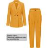 imageEXLURA Womens Business Blazer and High Elastic Waist Pant Suit Set Loose Fit Casual Fall Winter 2 Piece Suits for WorkOrange