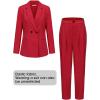 imageEXLURA Womens Business Blazer and High Elastic Waist Pant Suit Set Loose Fit Casual Fall Winter 2 Piece Suits for WorkRed