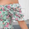 imageEXLURA Womens Summer Dress Floral Ruffle Tiered Square Neck Sundress Short Sleeve Off Shoulder Smocked Mini Dresses
