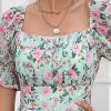 imageEXLURA Womens Summer Dress Floral Ruffle Tiered Square Neck Sundress Short Sleeve Off Shoulder Smocked Mini Dresses