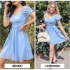 imageEXLURA Womens Summer Dress Short Smocked Ruffle Sundress Off Shoulder Ruched Flowy Smocked Swing Mini Dresses