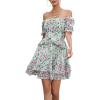 imageEXLURA Womens Summer Dress Floral Ruffle Tiered Square Neck Sundress Short Sleeve Off Shoulder Smocked Mini Dresses