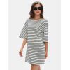 imageEXLURA Womens 2025 Summer Oversized Short Sleeve T Shirt Dress Casual Crew Neck Striped Tops Loose Sundress with PocketsWhite Black