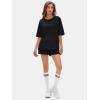 imageEXLURA Womens Summer Two Piece Sets Lounge Tracksuit Outfits Sweatsuit Casual Short Sleeve Tops and Shorts with Pockets 2025Black